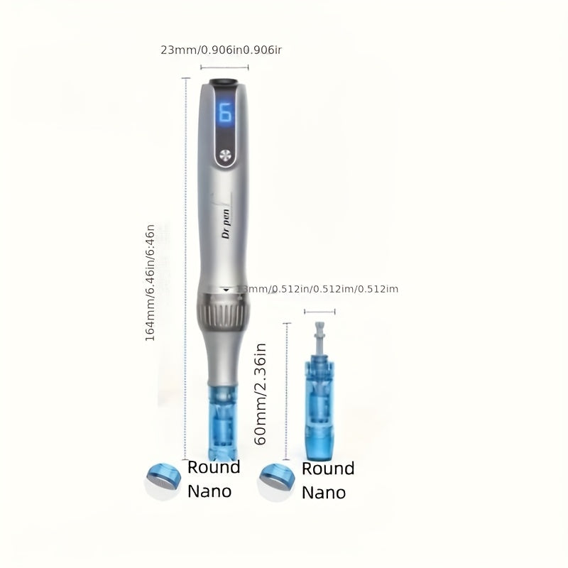 Dr Pen M8S Wireless Adjustable Electric Derma Pen with 25pcs Round Nano Replacement Cartridges 0.1mm Needle Length Ideal Gift for Women Mother's Day Holiday Gifts