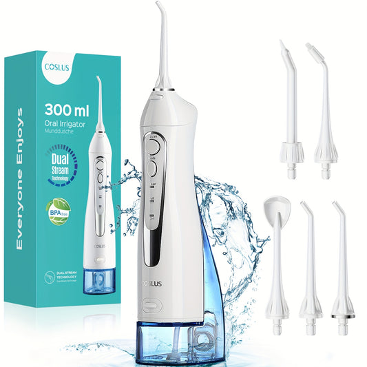 COSLUS Water Dental Flosser Portable Cordless Oral Irrigator Rechargeable Travel Cleaner Electric Water Flosser for Teeth Cleaning Black Valentines Day Gifts