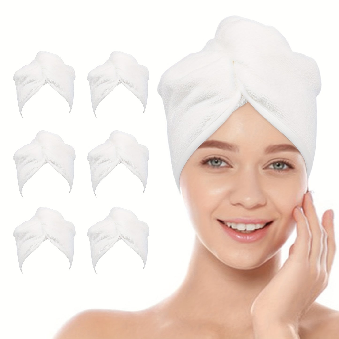 6 Pack Microfiber Hair Towel Wrap For Women Ultra Absorbent Twist Hair Turban Drying Cap For Curly Long Thick Hair