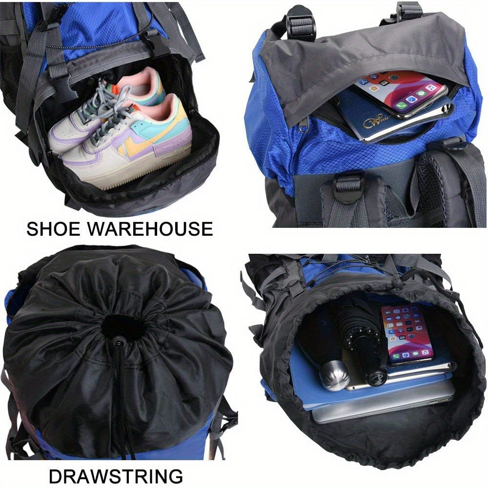 15.85 Gallon Internal Frame Hiking Camping Backpack with Rain Cover Large Outdoor Travel Daypack Rucksack