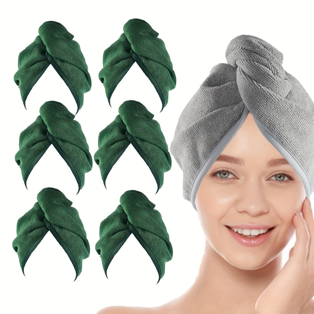 6 Pack Microfiber Hair Towel Wrap For Women Ultra Absorbent Twist Hair Turban Drying Cap For Curly Long Thick Hair