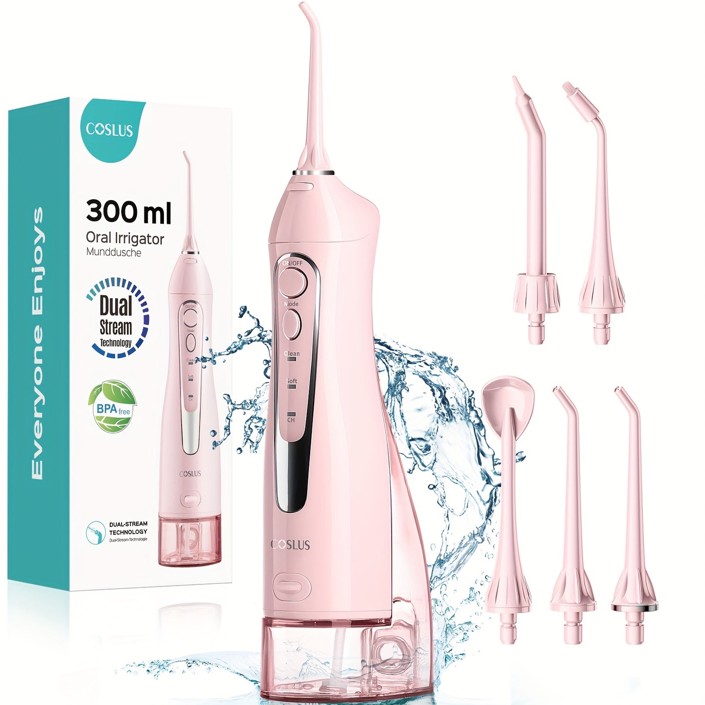 COSLUS Water Dental Flosser Portable Cordless Oral Irrigator Rechargeable Travel Cleaner Electric Water Flosser for Teeth Cleaning Black Valentines Day Gifts