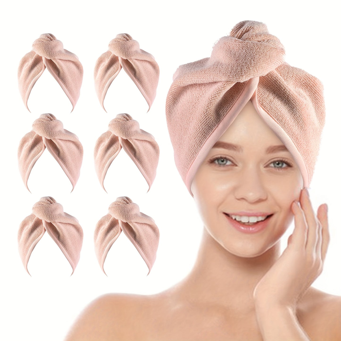 6 Pack Microfiber Hair Towel Wrap For Women Ultra Absorbent Twist Hair Turban Drying Cap For Curly Long Thick Hair