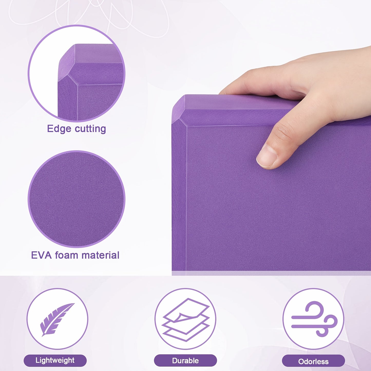 20 Pcs Purple Yoga Blocks Bulk Eva Foam Non Slip Gymnastic Soft High Density Exercise Blocks for Girls Women Toning Meditation Stretching Yoga Pilates Accessories