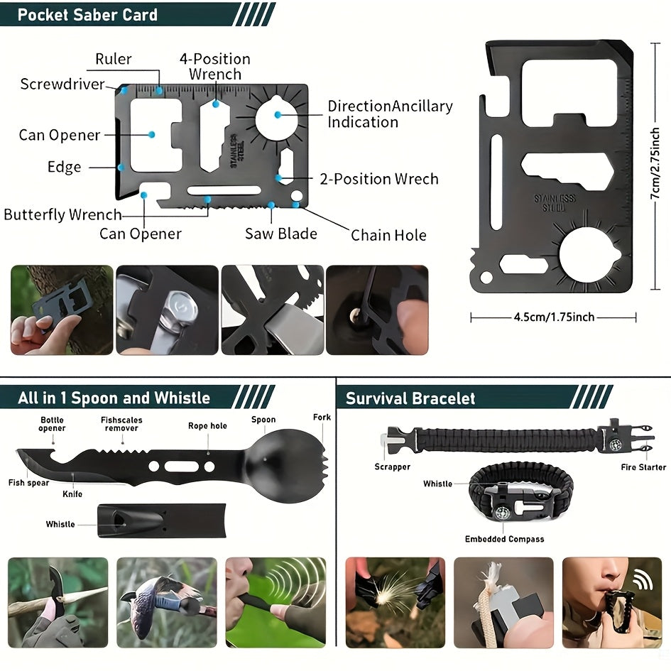 Survival Kits 252 Pieces Emergency Survival Gear First Aid Kits with Molle System Compatible Bag Outdoor Camping Gear Emergency Kits for Hunting Hiking Fishing Gifts for Men and Women