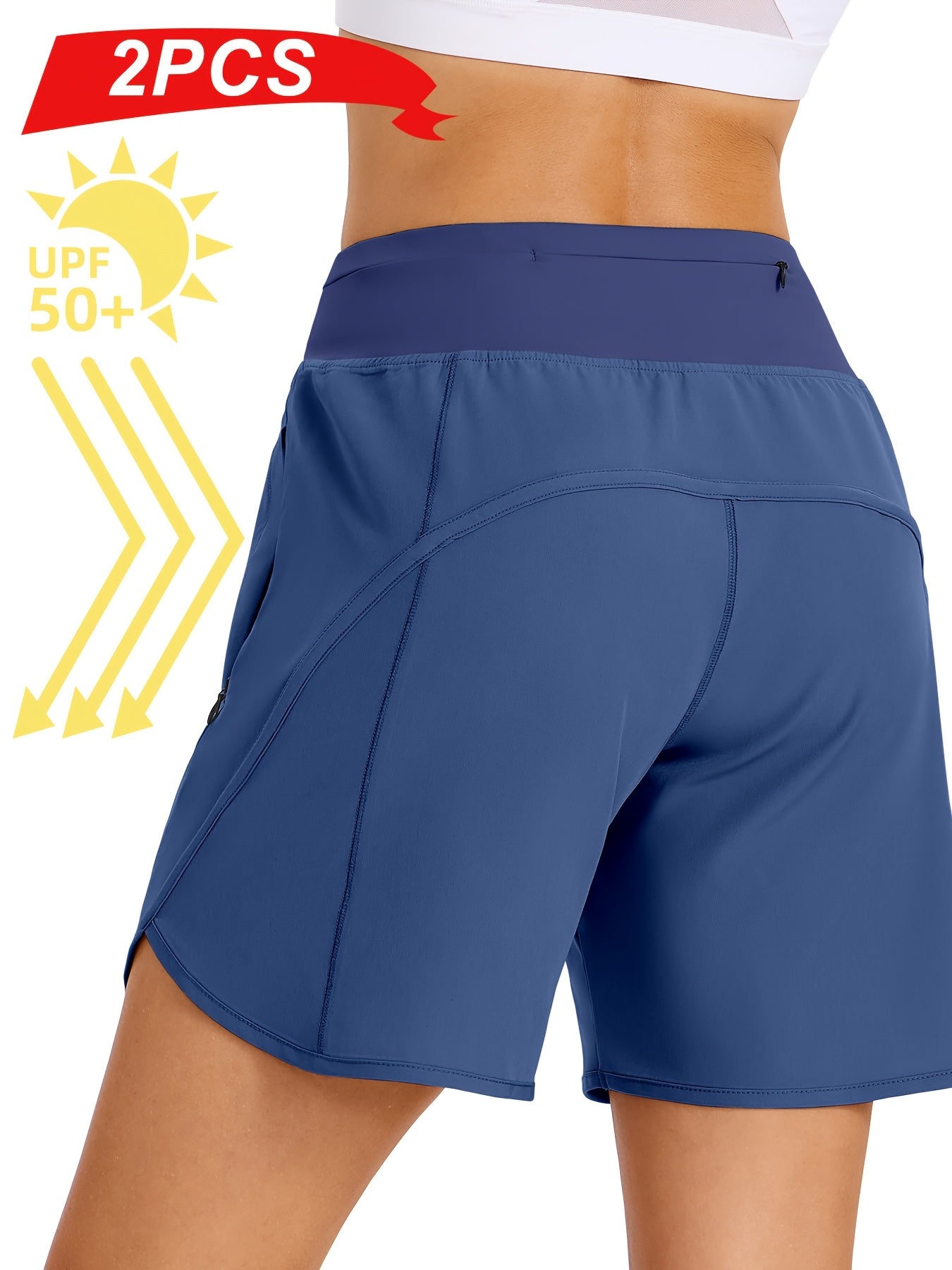 2 Pack Athletic Shorts For Women Breathable Stretchy Quick Dry Durable With Knit Waistband For Running Gym Tennis Summer