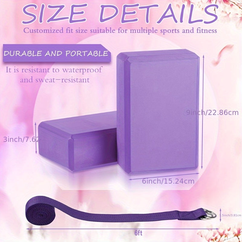 30 Pack Yoga Block And Strap Set 15pcs Non-Slip Yoga Blocks With 15pcs Metal D Ring Stretching Exercise Workout Fitness Accessory For Gym