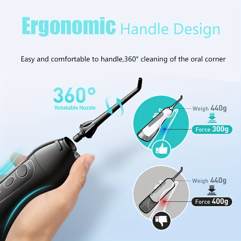 COSLUS Water Dental Flosser Portable Cordless Oral Irrigator Rechargeable Travel Cleaner Electric Water Flosser for Teeth Cleaning Black Valentines Day Gifts