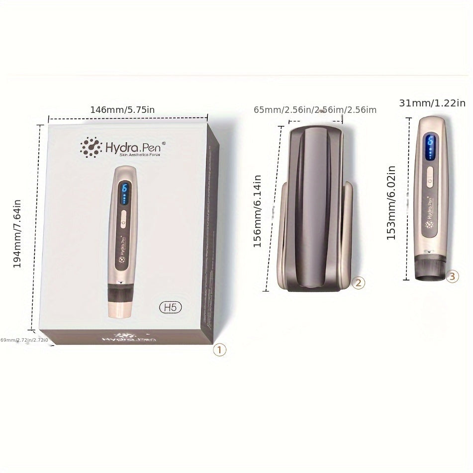 New arrival hydra series dr Pen hydra. Pen H5 Wireless Electric Derma Pen with 12pcs Round Nano Cartridges, Adjustable Liquid Output, Leakproof Design, Skin Care Beauty Tool for Serum Needle length 0.1mm