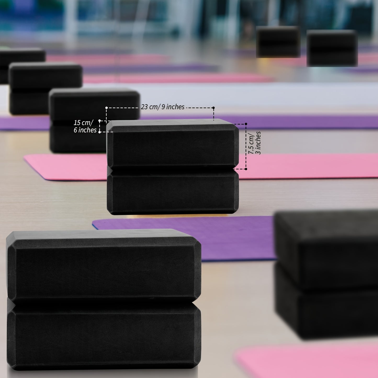 10pcs OUTUS Foam EVA Yoga Blocks - Lightweight Non-Slip Supportive Yoga Blocks for Pilates, Stretching & Meditation, Bulk Yoga Prop with Textured Surface & Solid Black, Yoga Accessories for Women & Men, Yoga Accessories, Pila