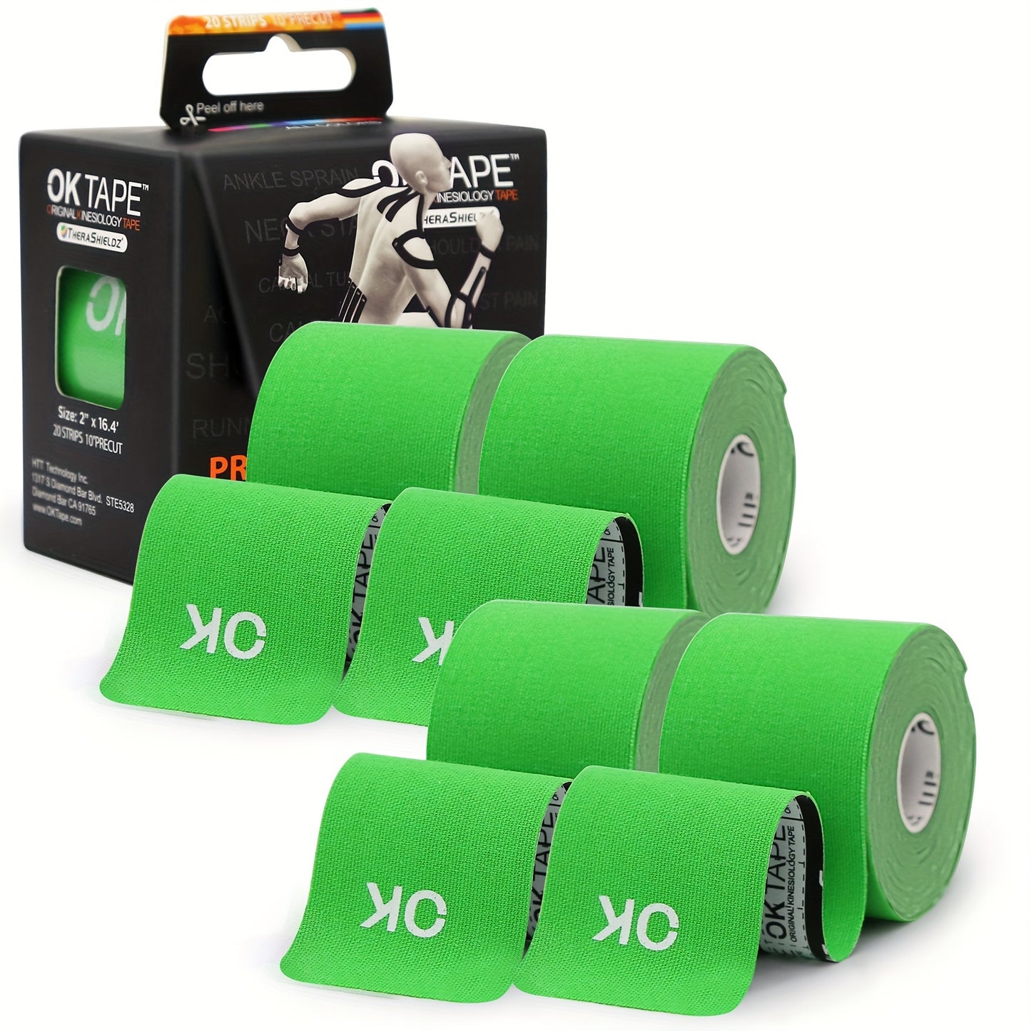 4 Rolls OK Tape Kinesiology Tape 10 Inches Precut 20 Strips Cotton Elastic Athletic Tape Latex Free 2 Inch X 16 Ft