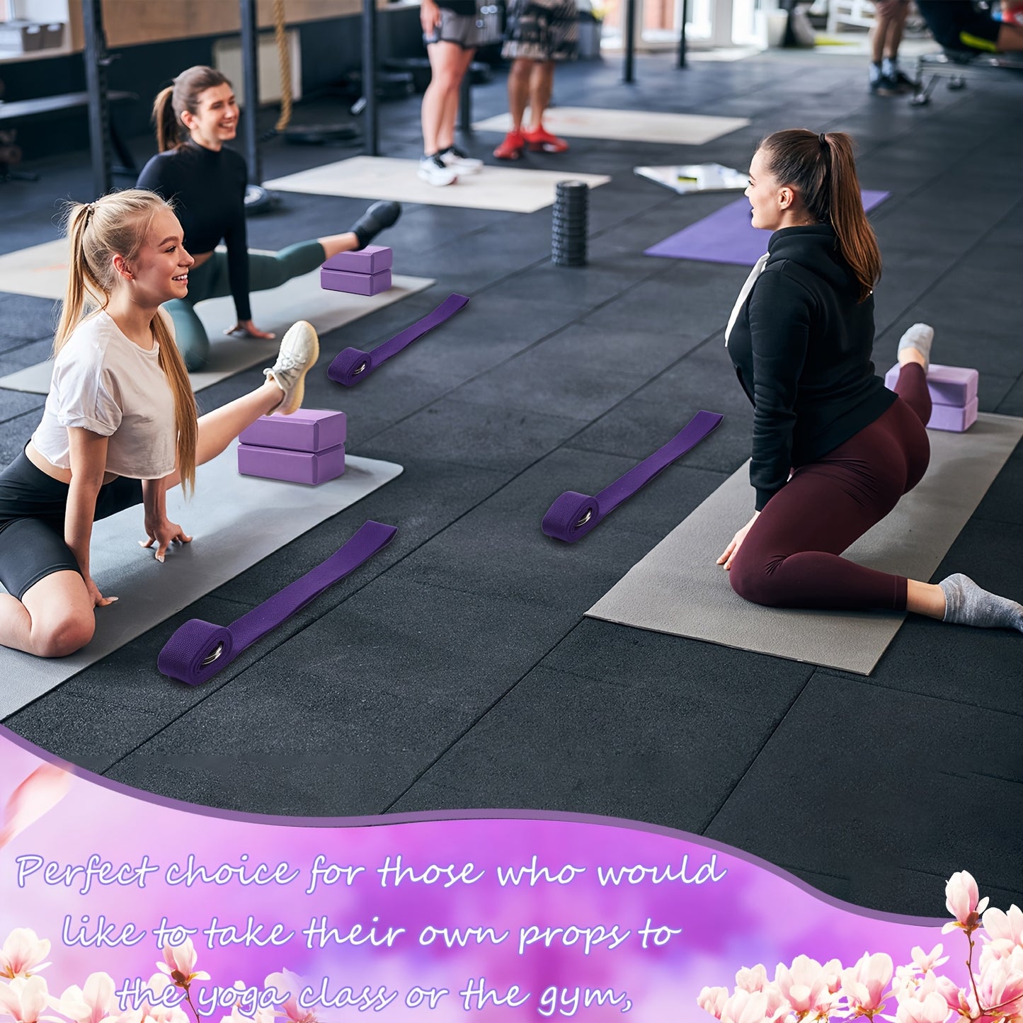 30 Pack Yoga Block And Strap Set 15pcs Non-Slip Yoga Blocks With 15pcs Metal D Ring Stretching Exercise Workout Fitness Accessory For Gym