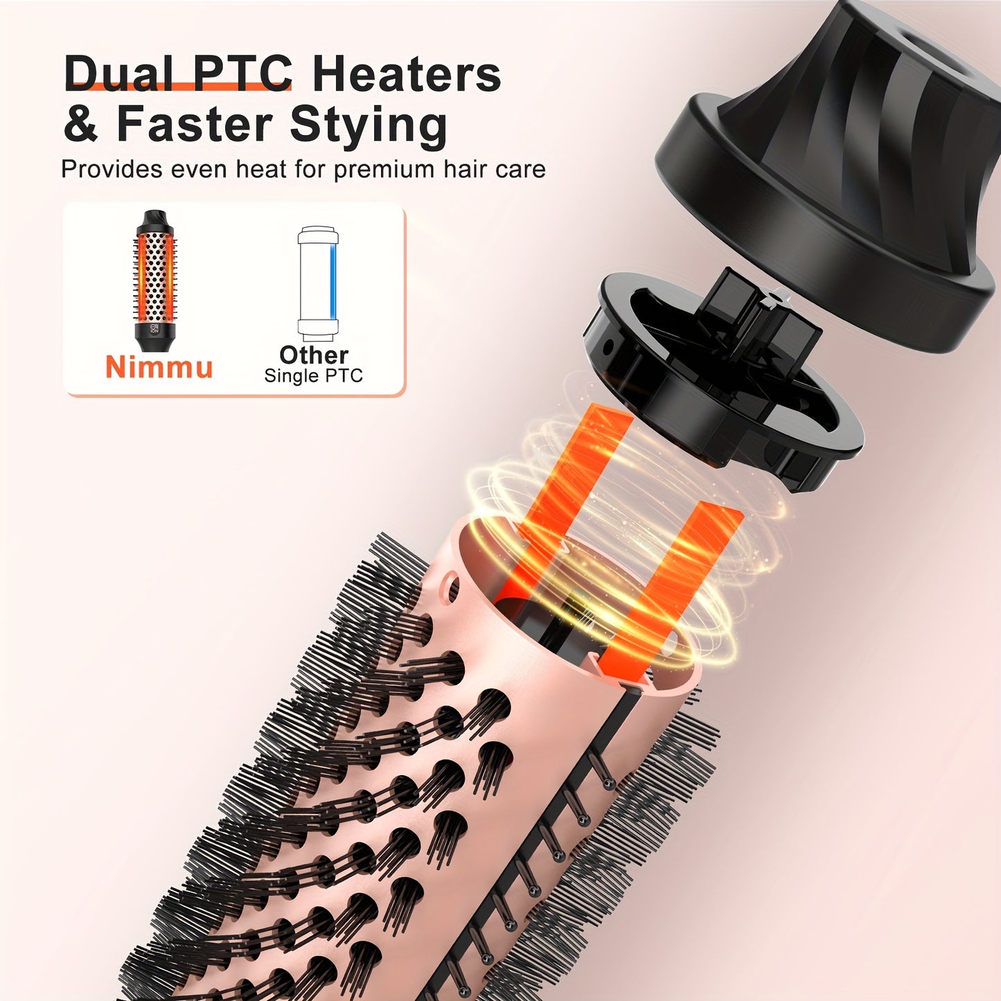 Thermal Brush For Blowout Look 1.5 Inch Heated Round Brush With 10 Temperature Control Hot Brush Styler Dual Voltage For Travel