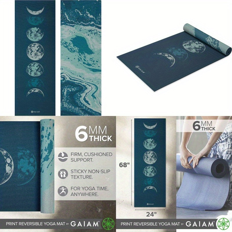 Extra Thick 6mm Heavy-Duty Yoga Mat - Non-Slip Grip, Reversible Workout Mat with Cushioned Surface for Pilates, Yoga, Home Gym - Non-Toxic PVC Flooring (68x24 Inches) - Ideal for Beginners & Pros, Yoga Mat Extra Thick, Pilate